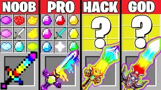 Minecraft Battle: SUPER RAINBOW SWORD CRAFTING CHALLENGE - NOOB vs PRO vs HACKER vs GOD ~ Animation