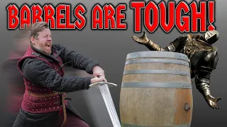 We BROKE a sword trying this - Video game BARREL DESTRUCTION TESTED