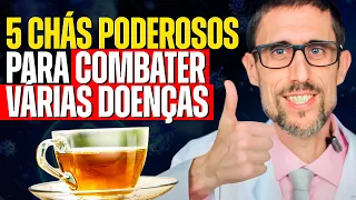 5 CHÁS INCRÍVEIS que COMBATEM colesterol, diabetes, pressão alta, depressão e muito mais.