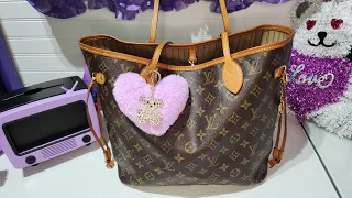 WHAT'S IN MY BAG LOUIS VUITTON NEVERFULL MM MONOGRAM PRINT 💜💜💜 #purplegirl