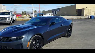 2021 Camaro LT1 in Shadow Grey with dual mode exhaust and black 20s