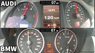 Audi a6 c6 3.0 tdi vs BMW e60 525i acceleration 0-100 Kph
