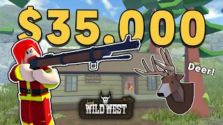 NEW Best Grinding Method! - Deer Hunting - $35,000 Per Hour! - The Wild West - Roblox