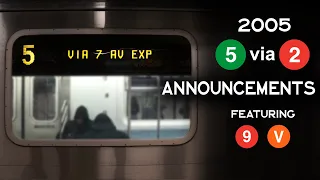 ᴴᴰ R142 5 Train via 7th Avenue Line Announcements [2005 version - with 9 and V trains]