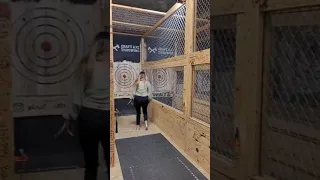 Axe Throwing My Wife Tries #shorts