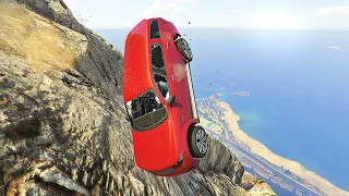 GTA 5 - Driving Real Cars off Mt Chiliad (GTA 5 Crashes/Ragdolls) Ep.12