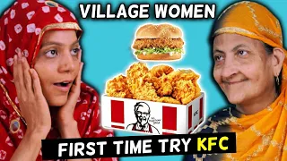 Village Women Lick Their Fingers After Eating KFC For First Time ! Tribal People Try KFC