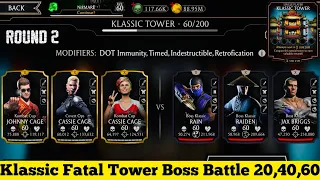 Klassic Fatal Tower Bosses Battle 20, 40 & 60 Fight + Reward | MK Mobile
