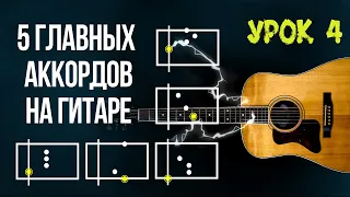 5 главных аккордов на гитаре C, G, E, A, D | Урок 4. Уроки гитары для начинающих