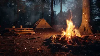 Nighttime Campfire Crackles| Enhancing Sleep and Alleviating Tension, Campfire In The Forest