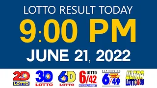 Lotto Results Today June 21 2022 9pm Ez2 Swertres 2D 3D 6D 6/42 6/49 6/58 PCSO