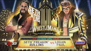 WWE 2K23 Seth Rollins vs Logan Paul WM39 Prediction Highlights