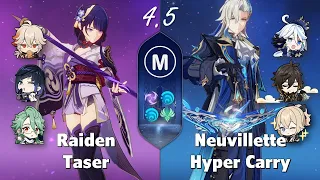 Raiden C2 Taser & Neuvillette C3 Hyper Carry - Abyss 4.5 Genshin Impact - Floor 12 9 stars