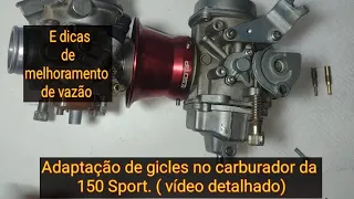 Carburador da Sport na 150 normal, adaptação de gicles. ( vídeo detalhado)