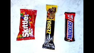 Satisfying video, Relaxing Candy ASMR, Unpacking ASMR Snickers, Zebra, Skittles 😊