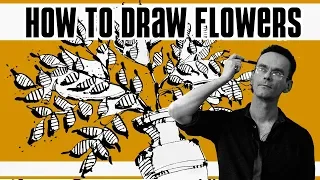 How to draw flowers in a vase. landscape sketching step by step . Eduard Kichigin
