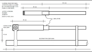 Gamma match de antena Delta Loop De 3 elementos.