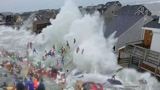 5 minutes ago in the UK: Waves 11 meters high hit the city! Storm Kathleen