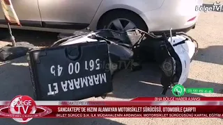 SANCAKTEPE'DE MOTOSİKLET OTOMOBİLE ÇARPTI: 1 YARALI