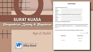 Contoh Surat Kuasa Pengambilan Barang di Pegadaian || SURAT KUASA