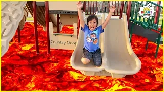 The Floor is LAVA challenge at the Park with Ryan!!!!