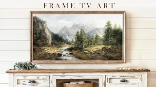 Vintage Frame TV Art | Mountain Landscape Oil Painting | Scenery Screensaver Slideshow  | 1 Hr of 4K