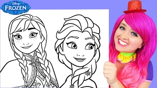 Coloring Frozen Anna & Elsa | Pencils & Crayons