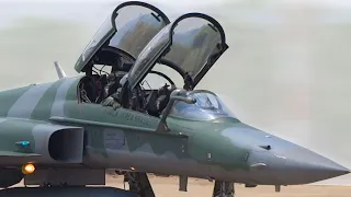 Brazilian Air Force F-5FM Tiger II Fighter Jet, Low Pass and Landing