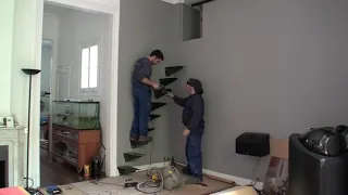 Floating stairs installation.