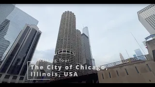 Chicago Walking Tour Spring Day (4K) | Binaural Audio -- Relax -- Immersive-- Chicago River Walk