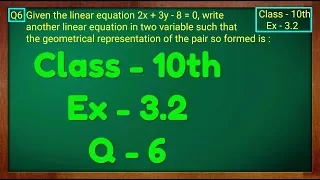 Class - 10th, Ex - 3.2, Q6 Maths (Pair of Linear Equations in Two Variables) NCERT CBSE