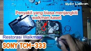 restorasi sony tcm333 II sony tcm333 belt replacement II cara memperbaiki walkman kaset