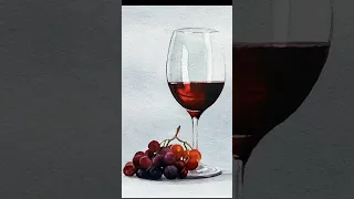 #wine #wineglass #grape #watercolor #painting  #stilllife #realistic