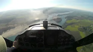 Tecnam P92 - Trip to Tortona, and return, gusty weather. Tailwind upon landing. How not to land..