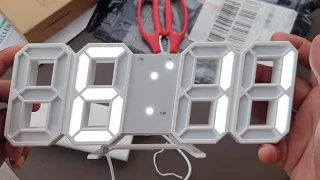 3D LED wall clock USB modern digital alarm clock UNBOXING AND SETTINGS