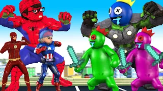 Avengers Team NickHulk Spider Man vs Team Zombie Rainbow Friends Saves City - Scary Teacher 3D Fun