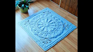 crochet home rug #45 square pattern/ crochet mandala/어떻게 만다라를 엮는가/ Mandala'yı nasıl göndereceğiz