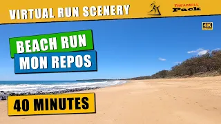Virtual Run 40 min Beach Run, Australia.  Low Tide | No Music | 4K