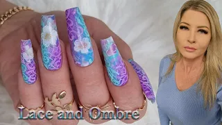 Layered nail art, simple filigree nail design. How to do lace nail design.