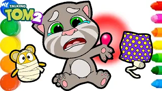 My Talking Tom 2 Tom Hurts His Thumb Crying Drawing and Coloring