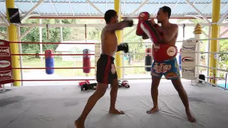 Muay Thai attack combinations-1-2-Tatmala-sweep teep-left mid