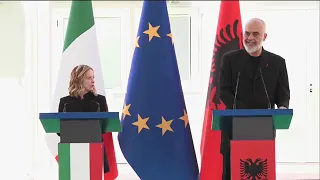 GIORGIA MELONI IN ALBANIA IN CONFERENZA STAMPA CON IL PRIMO MINISTRO EDI RAMA