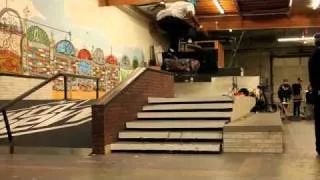 theotis beasley at paul rodriguez warehouse warming up for the mountain dew photo shoot