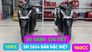 So sánh sh 125cc vs Sh 160cc bản đặc biệt mới nhất 2024. Chi tiết Sh 2024 bản đặc biệt màu đen nhám