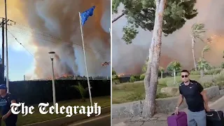 British tourists scramble to flee Greek wildfires on Rhodes and Corfu