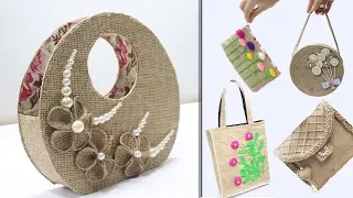 5 Jute bags making at home |  Bag designs from jute and old things