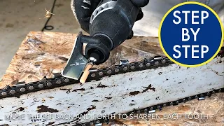 How to Sharpen a Chainsaw Chain  - Using Dremel Sharpening Kit - Chain Saw Blade Sharpening