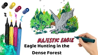 Eagle Hunting in the Dense Forest #drawing #animals #cute