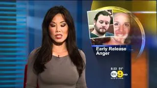 Sharon Tay 2011/12/05 8PM KCAL9 HD; Tight grey dress, areola