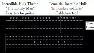 The Lonely Man - The Incredible Hulk theme - guitar tab EASY